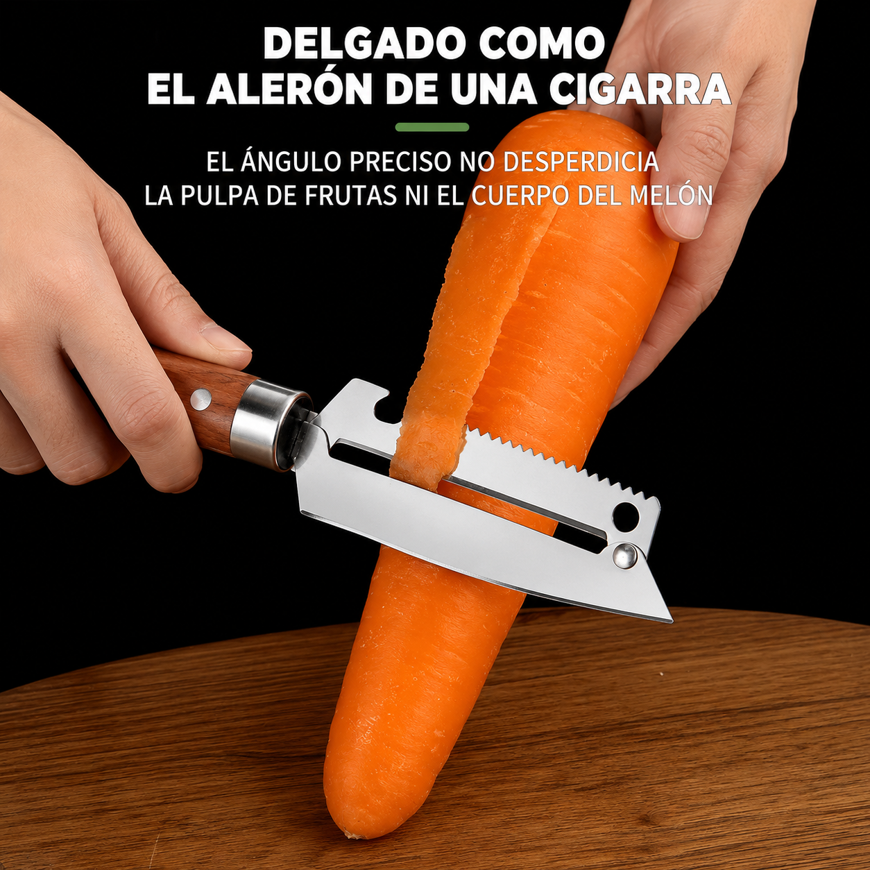 Pelador y cortador en julianas con abre botella